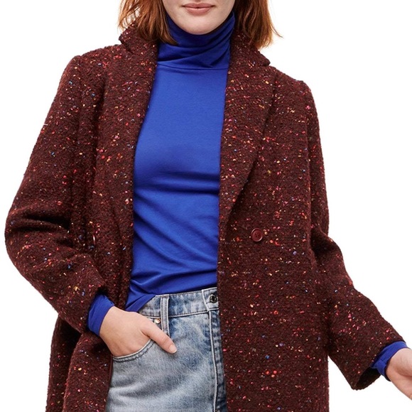 J Crew Daphne Topcoat Burgundy Tweed Multi 6